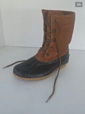 "The Original Duck Boot" Lace-Up Brown Leather Waterproof Winter Boots